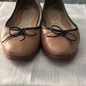 Cole Haan Tan and Black Bow Flats
